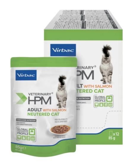 VIRBAC HPM WET CAT NEUT SALM CHUNK IN GRAVY 12x85g 