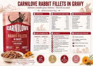 CARNILOVE - CAT POUCH GRAVY - RABBIT ENRICHED WITH MARIGOLD FOR KITTENS 85G