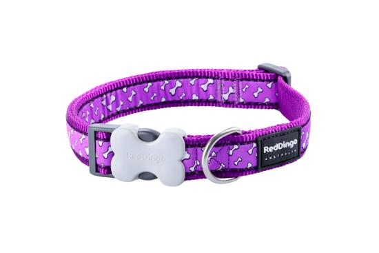 RED DINGO Dog collier Design Flying Bones Purple M 20mm x 31-47cm