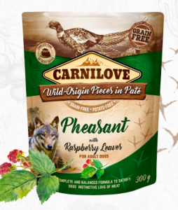 CARNILOVE - DOG POUCH - PATE PHEASANT WITH RASPBERRY LEAVES - 300G