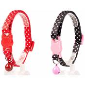 COLLIER POUR CHATS BOULES BLANCHES NYLON 20- 30cm / 10mm noir/rouge