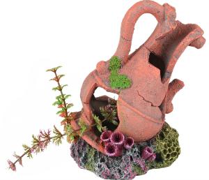 1 DECOR AQUARIUM VASA CRUCHE+PLANTE 15x11x16CM