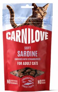 CARNILOVE -CAT SOFT - SNACK SARDINE ENRICHED STRAWBERRY -50G