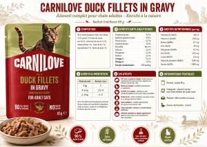 CARNILOVE - CAT POUCH GRAVY - DUCK ENRICHED WITH CATNIP - 85G