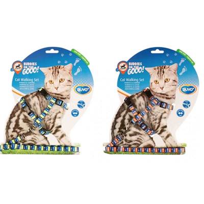 SET DE PROMENADE CHAT ARÊTE DE POISSON 20-35cm / 10mm - 125cm couleurs mélangées