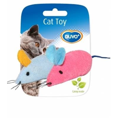 JOUET CHAT Assortiment de souris 2pcs Bleu/rose 6x5x3CM