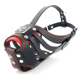 MUSELIÈRE CUIR "THE EROS" - ROUGE & NOIR - XL
