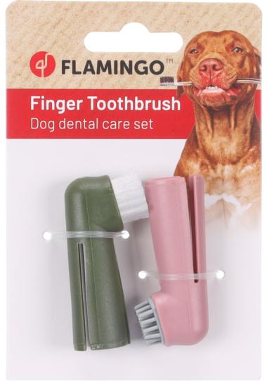 SET BROSSE À DENTS DE DOIGT DENTES ROSE/VERT
