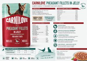 CARNILOVE - CAT POUCH JELLY - PHEASANT ENRICHED WITH RASPBERRY LEAVES - 85G