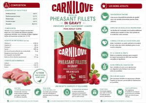 CARNILOVE -CAT POUCH GRAVY -PHEASANT ENRICHED WITH RASPBERRY LEAVES -85G