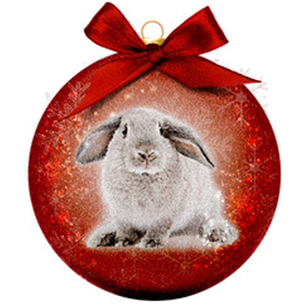 Boule de Noël givrée lapin