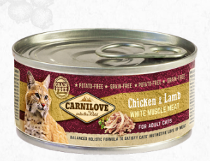 CARNILOVE - CAT CAN - CHICKEN & LAMB FOR ADULT - 100G 