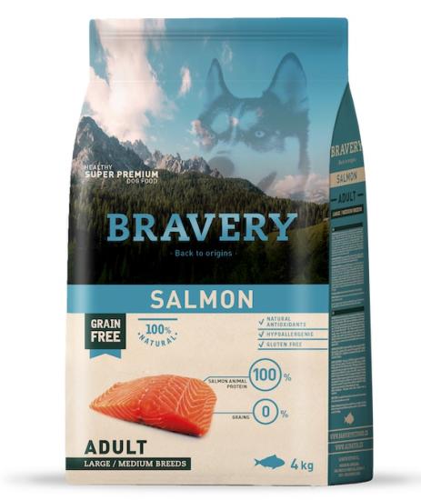 BRAVERY SALMON ADULT LARGE/MED 4 KG