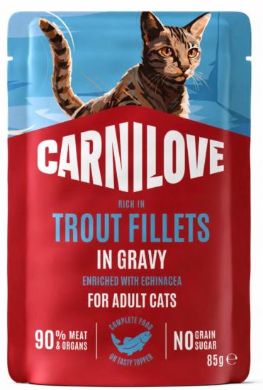 CARNILOVE -CAT POUCH GRAVY -TROUT ENRICHED WITH ECHINACEA -85G