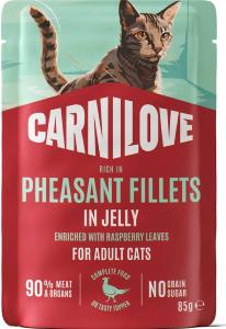 CARNILOVE - CAT POUCH JELLY - PHEASANT ENRICHED WITH RASPBERRY LEAVES - 85G