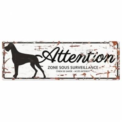 WARNING SIGN DANISH DOG F blanc