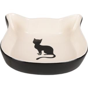 GAMELLE POUR LA NOURRITURE CHAT NALA TÊTE DE CHAT CÉRAMIQUE NOIR-BLANC 220M