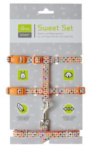 Harnais + laisse chat Seventies nylon orange