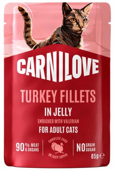 CARNILOVE -CAT POUCH JELLY -TURKEY ENRICHED WITH VALERIAN -85G