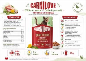 CARNILOVE -CAT POUCH GRAVY -QUAIL ENRICHED WITH DANDELION FOR STERILISED -85G