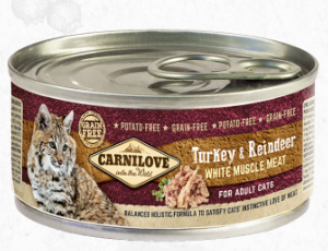 CARNILOVE - CAT CAN - TURKEY & REINDEER FOR ADULT - 100G 