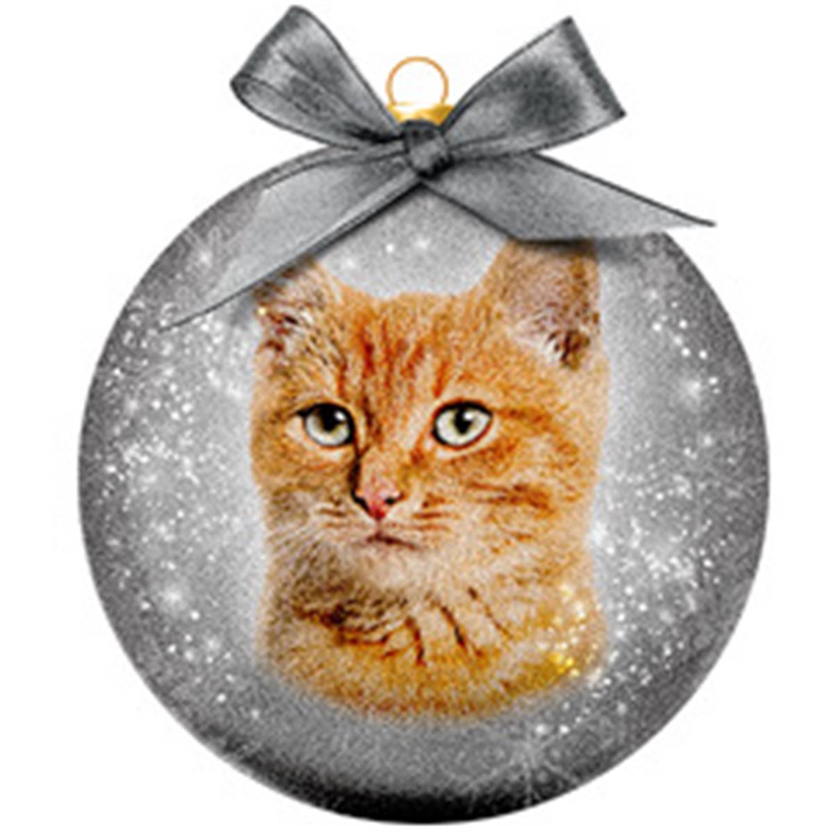 Boule de Noël givrée Chat rouge