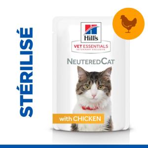 Hill's Vet Essentials Young Adult NeuteredCat Multipack 12 sachets repas pour chat stérilisé au poulet 85g