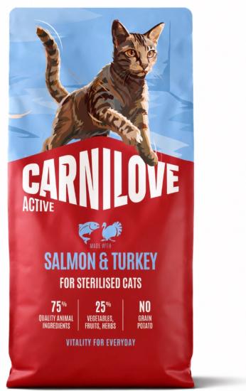 CARNILOVE ACTIVE CAT DRY -SALMON & TURKEY - STERILISED ADULT ALL BREEDS -2KG