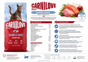 CARNILOVE ACTIVE CAT DRY -SALMON & TURKEY - ADULT ALL BREEDS -6KG