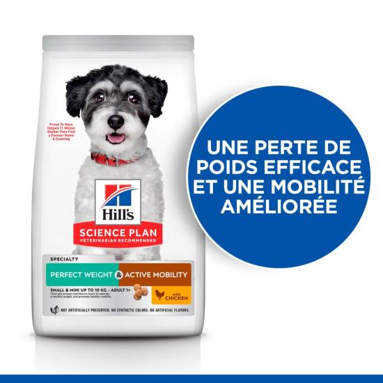 Hill's Science Plan PERFECT WEIGHT & ACTIVE MOBILITY Chien Adulte PETITE Race Poulet 1,5kg