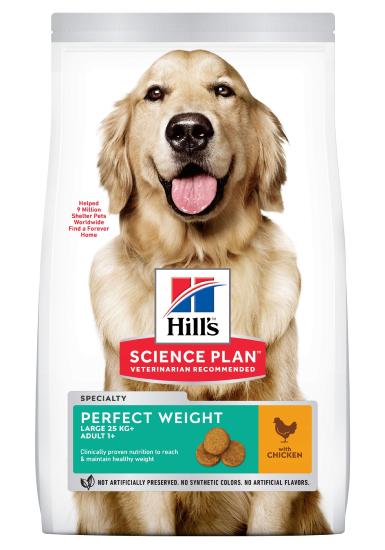 Hill's Science Plan Adult Perfect Weight croquettes pour grand chien au poulet 12kg