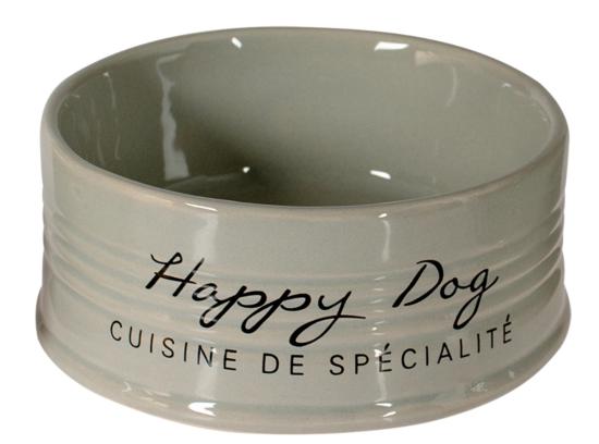 MANGEOIRE CERAMIQUE STONE HAPPY DOG Ø14,5cm GRIS