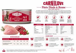 CARNILOVE -CAT CAN - PATE TURKEY & REINDEER -100G