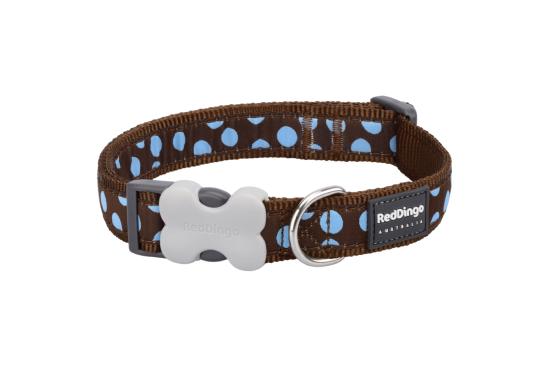 RED DINGO Dog collier Blue Spots on Brown XS 12mm x 20-32cm